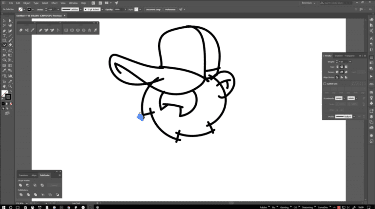 imagen de contexto print de pantalla en programa illustrator dibujando vector de personaje